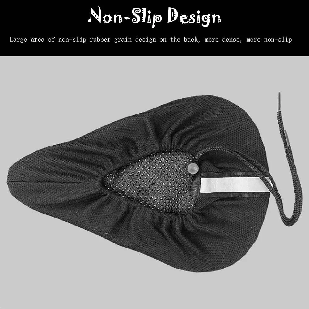 Kids Gel Bike Seat Cushion Cover for Boys & Girls, 9"x6" Breathable & Extra Soft Memory Foam Children Bicycle Saddle Pad with Water&Dust Resistant Cover