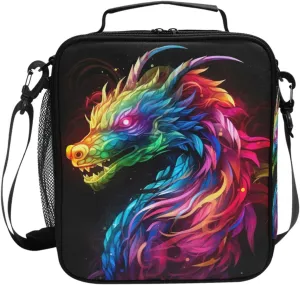 Kids Lunch Box Rainbow Flame Dragon Cooler Insulated for Boys and Girls, Lunch Bag with Shoulder Strap for School, Picnic Meal 20847440