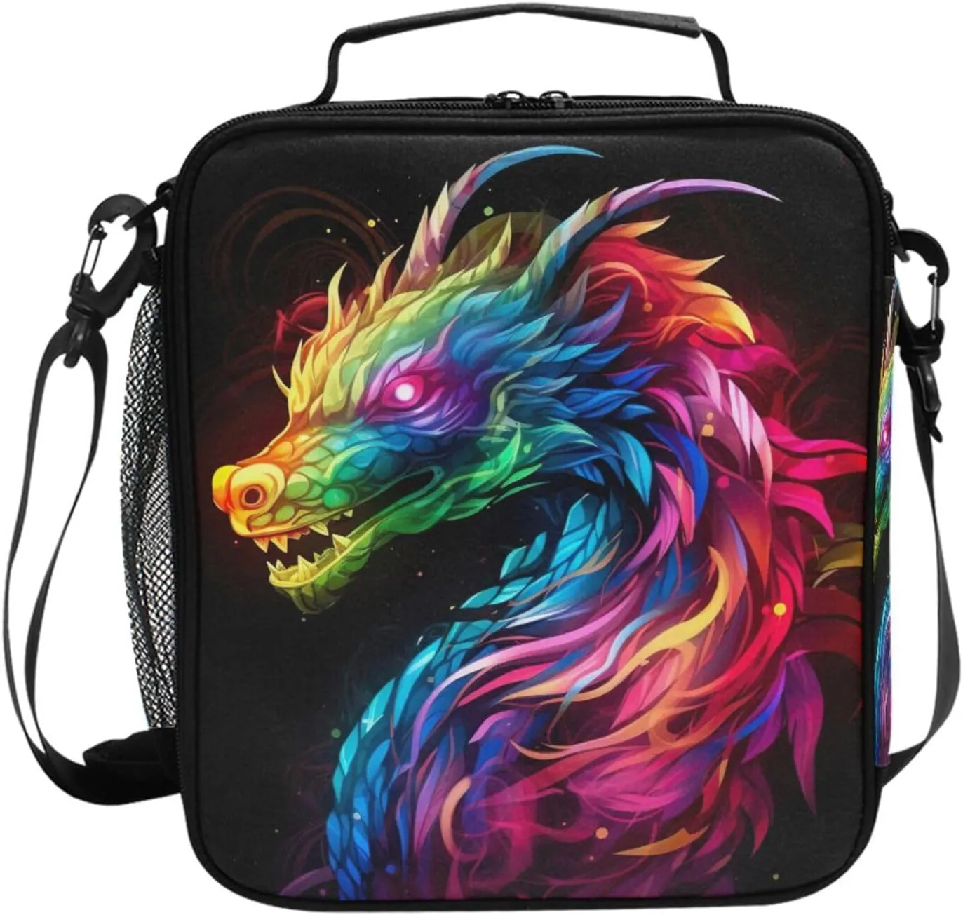 Kids Lunch Box Rainbow Flame Dragon Cooler Insulated for Boys and Girls, Lunch Bag with Shoulder Strap for School, Picnic Meal 20847440