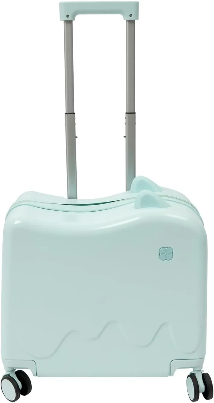 Kids Ride-On Suitcase Carry-On Luggage with Lock, Rolling children's Travel Luggage With Spinner Wheels for Study Tours, Outings (Mint Green)