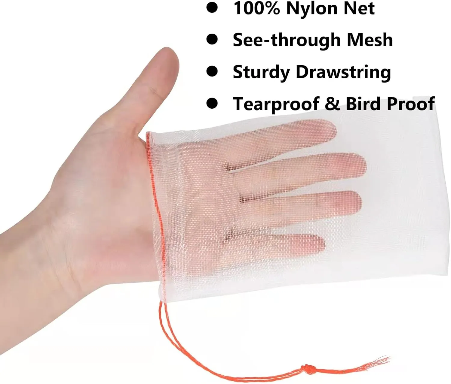 Kikhope 100Pcs Fruit Protection Bags, 6"x4" Garden Netting Bags with Drawstring, Fruit Netting Bags, Fruit Tree Bags, Netting Barrier Bags for Protecting Fruits and Vegetables