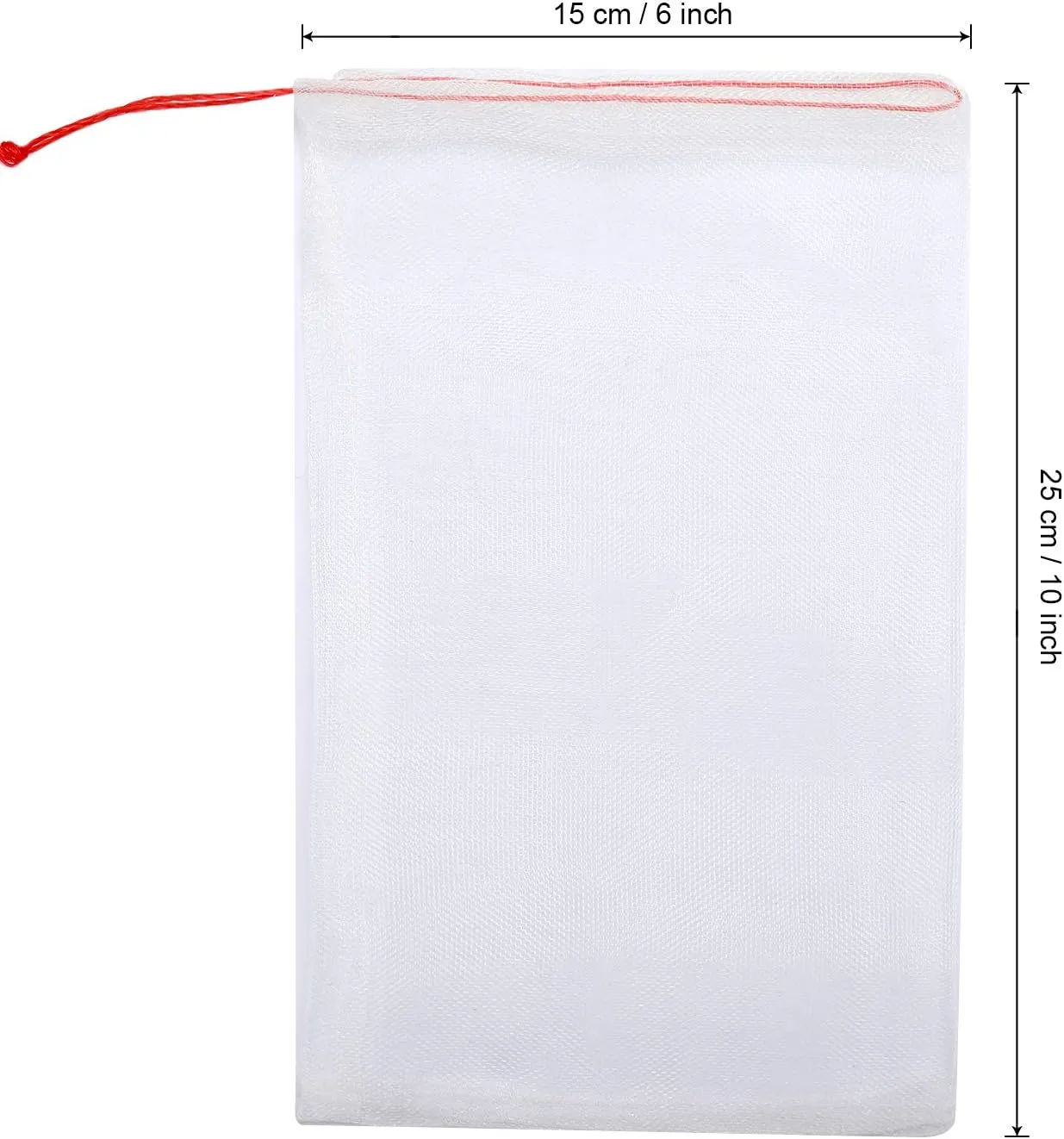 Kikhope 50 Pcs Fruit Protection Netting Bags, 10"x6" With Drawstring, Garden Barrier for Protecting Fruits