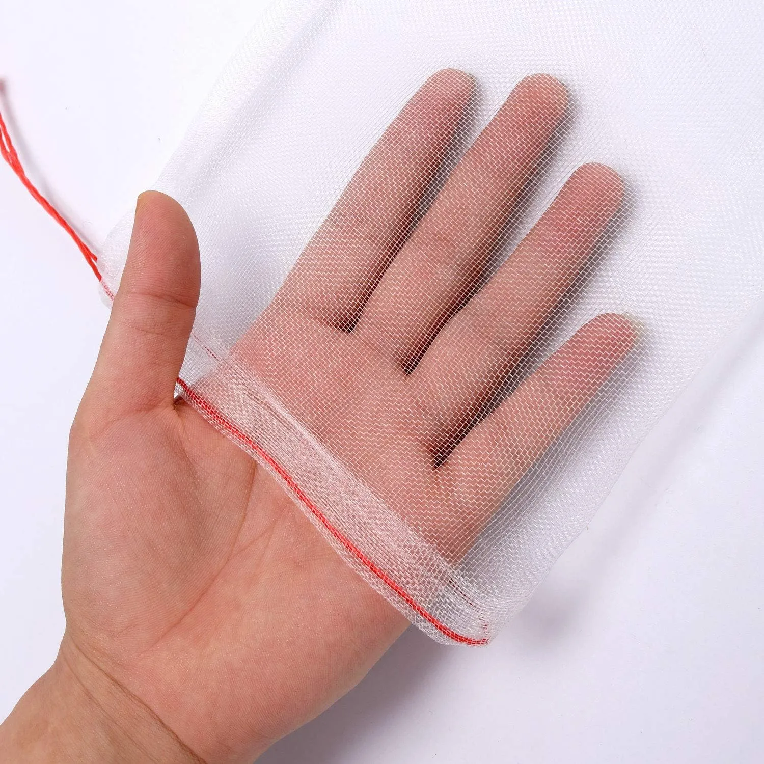 Kikhope 50 Pcs Fruit Protection Netting Bags, 10"x6" With Drawstring, Garden Barrier for Protecting Fruits