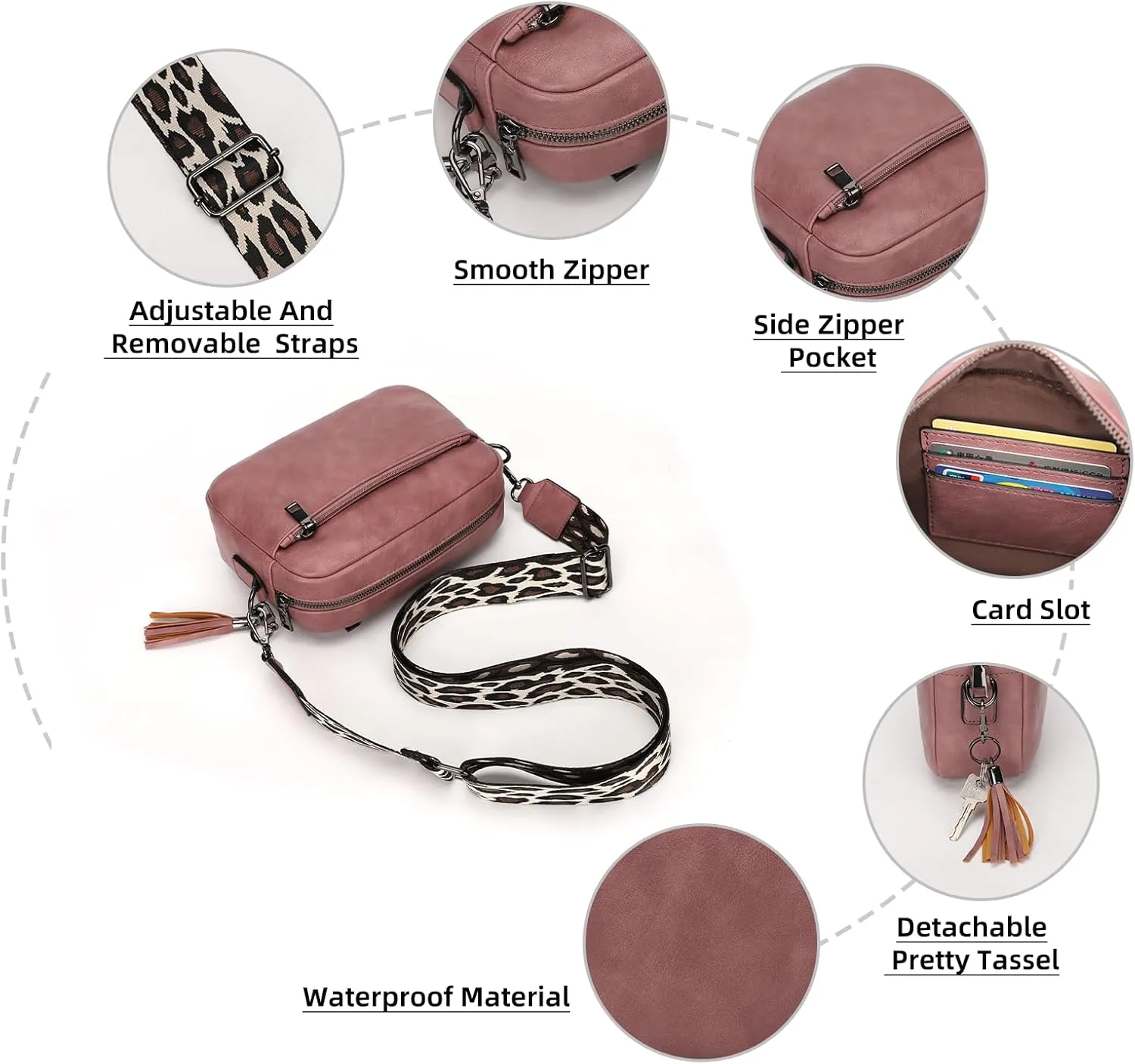KL928 Small Crossbody Bag for Women, Soft FAUX Leather Cell Phone Purse，Adjustable Strap Shoulder Handbags Wallet Purse