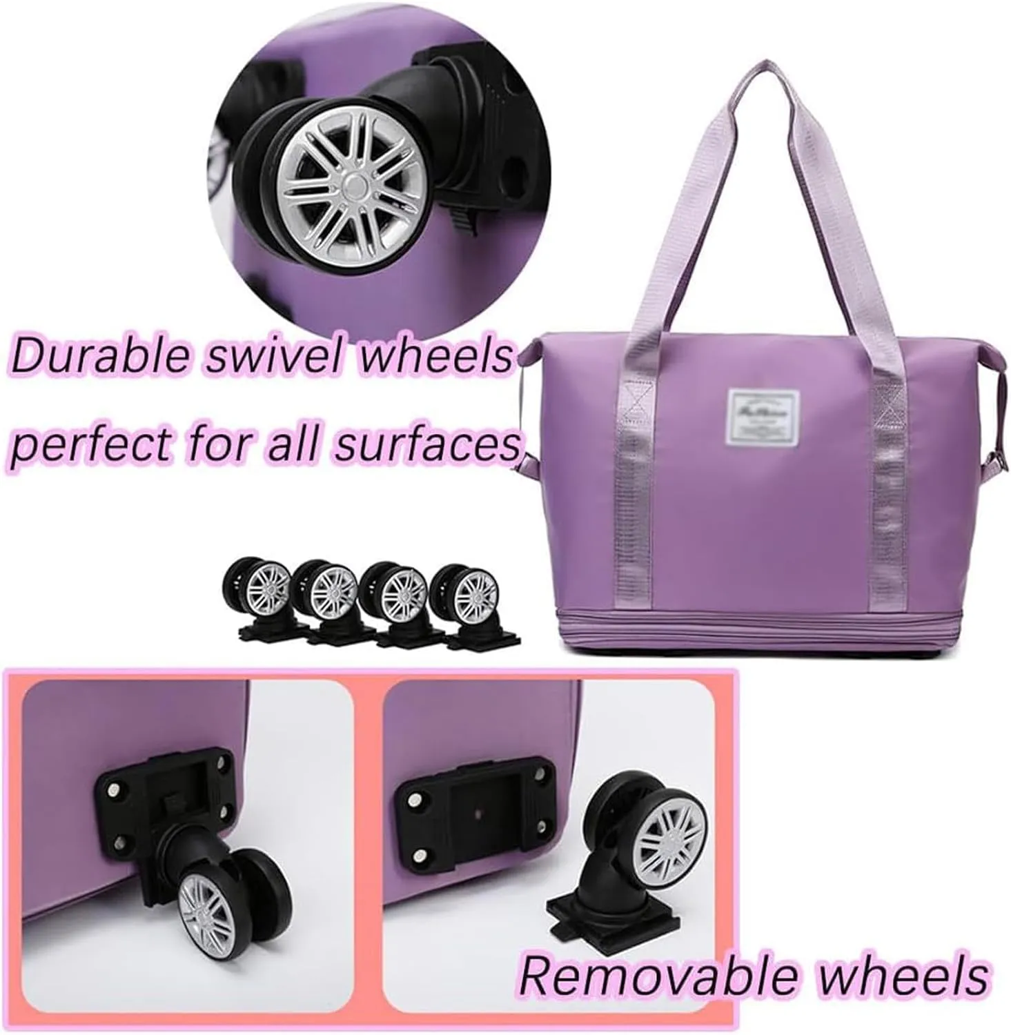 Klarson Expandable Bag with Wheels, Scratch Expandable Travel Duffle Bag with Wheels, Collapsible Rolling Duffle (Blue)