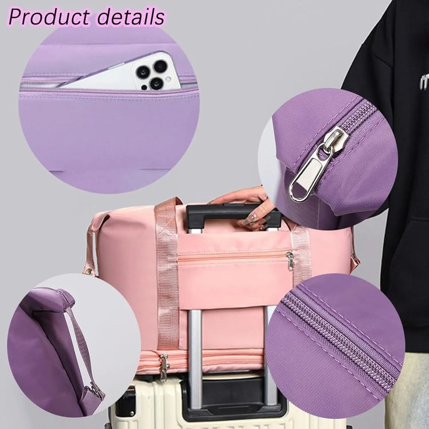 Klarson Expandable Bag with Wheels, Scratch Expandable Travel Duffle Bag with Wheels, Collapsible Rolling Duffle (Purple)