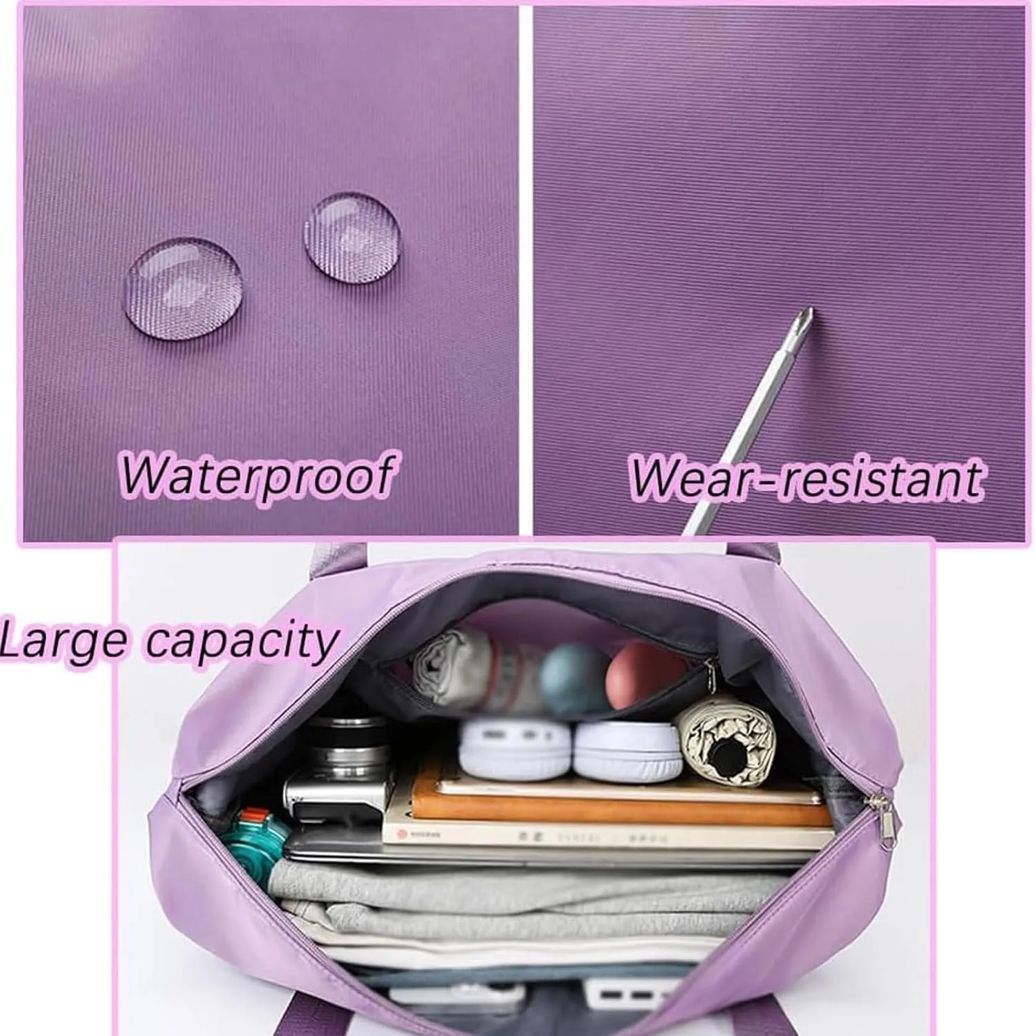 Klarson Expandable Bag with Wheels, Scratch Expandable Travel Duffle Bag with Wheels, Collapsible Rolling Duffle (Purple)