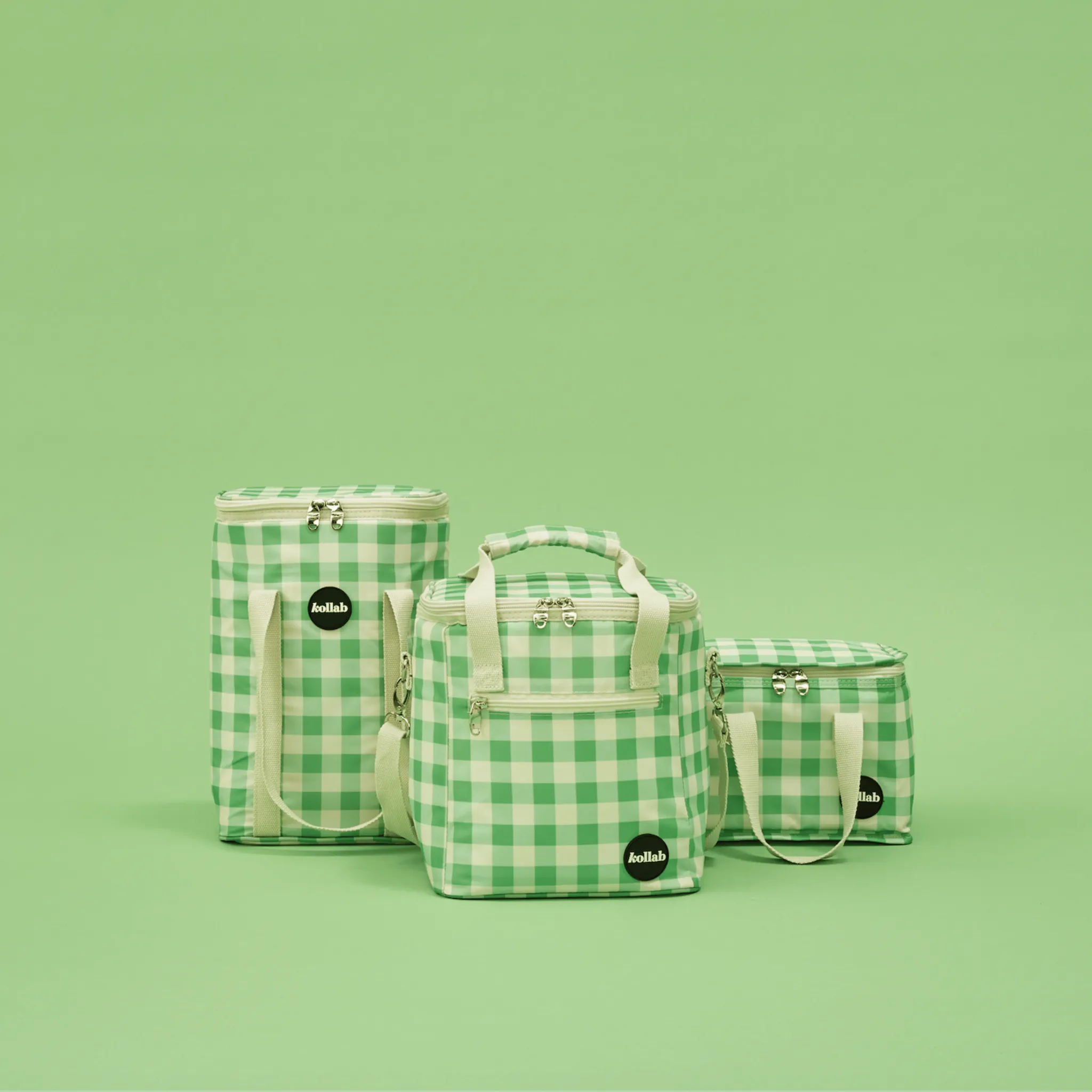 Kollab | Holiday Wine Cooler Bag | Kelly Green Check