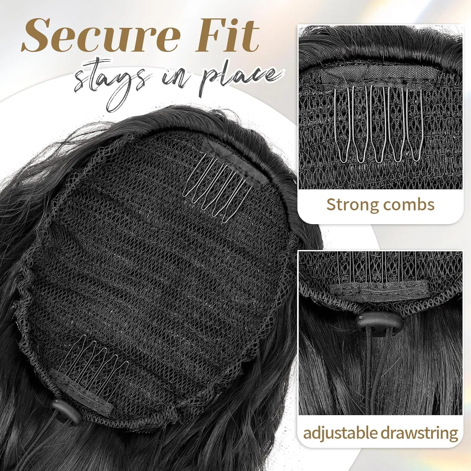 KooKaStyle Ponytail Extension 30 Inch Drawstring Pony Tails Hair Extensions for Women Long Curly Ponytail Synthetic Hairpieces for Daily Use（Black-1B）