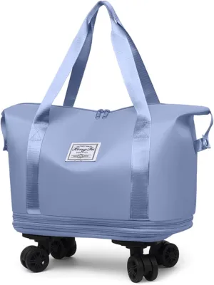 Kulken Travel Bag with Wheels, 2025 New Large Capacity Travel Bag - Universal Wheel Removable, for Short Trips (Light Blue)