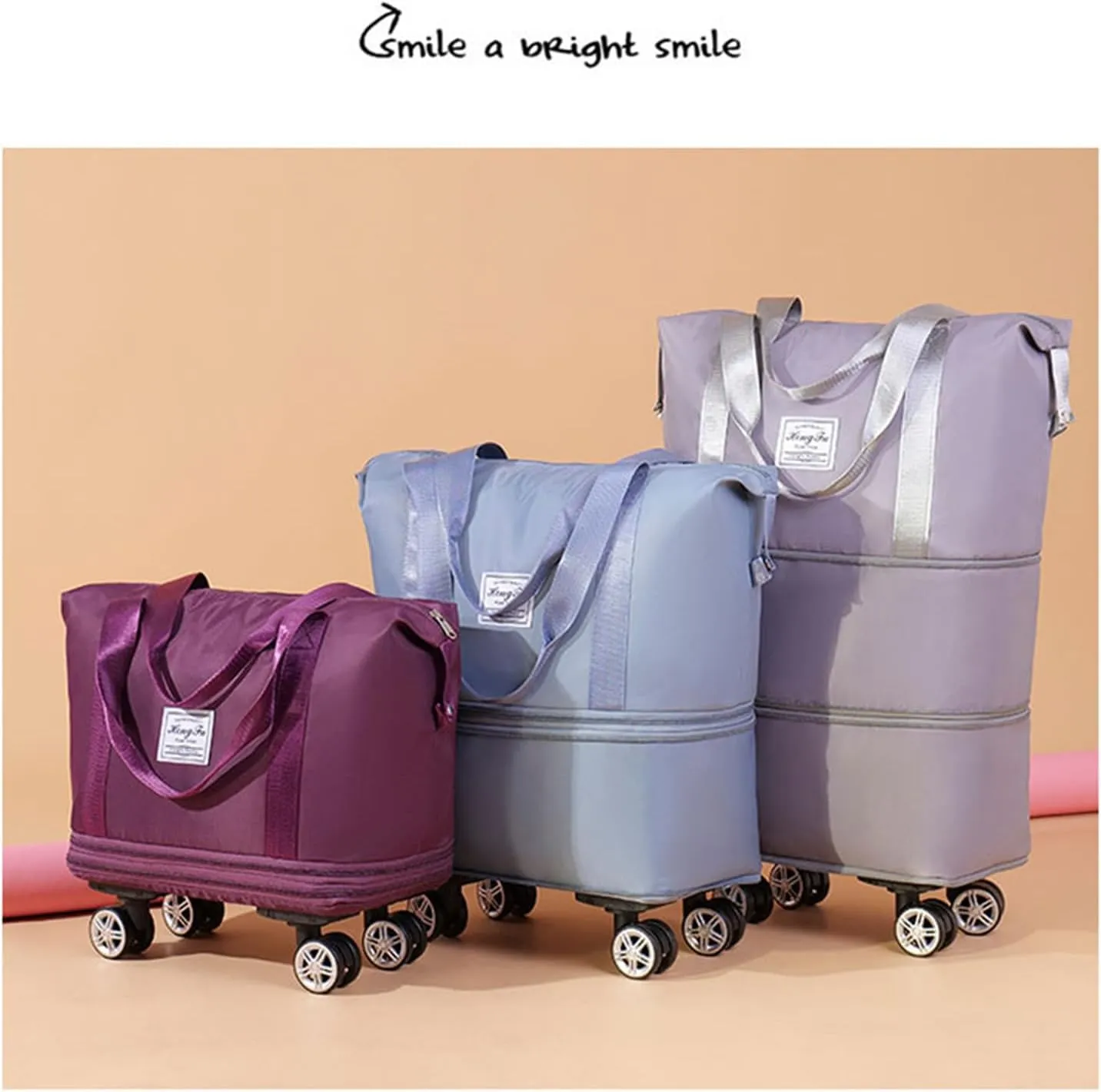 Kulken Travel Bag with Wheels, 2025 New Large Capacity Travel Bag - Universal Wheel Removable (non-wheeled, Dark Purple)