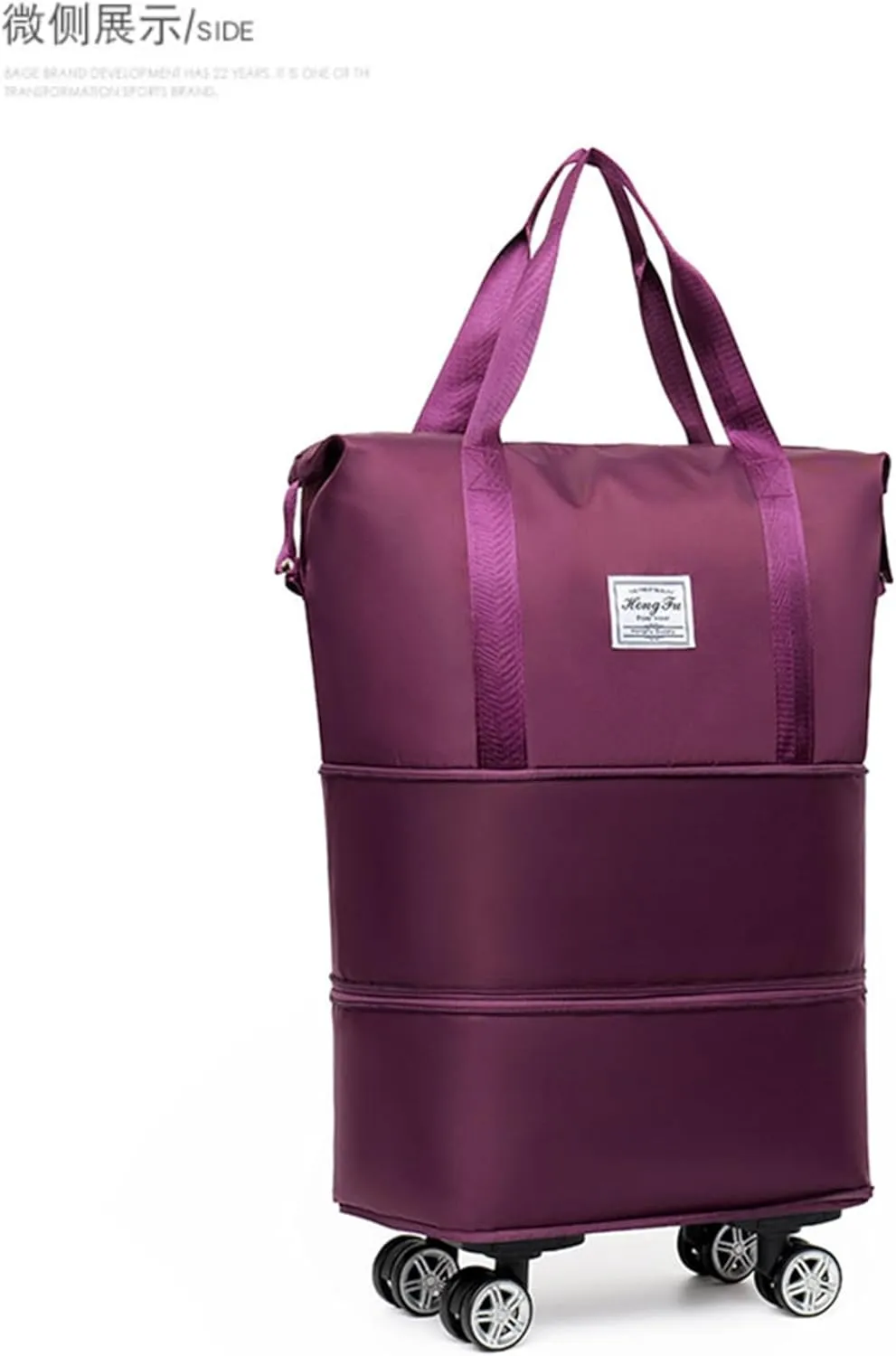 Kulken Travel Bag with Wheels, 2025 New Large Capacity Travel Bag - Universal Wheel Removable (non-wheeled, Dark Purple)