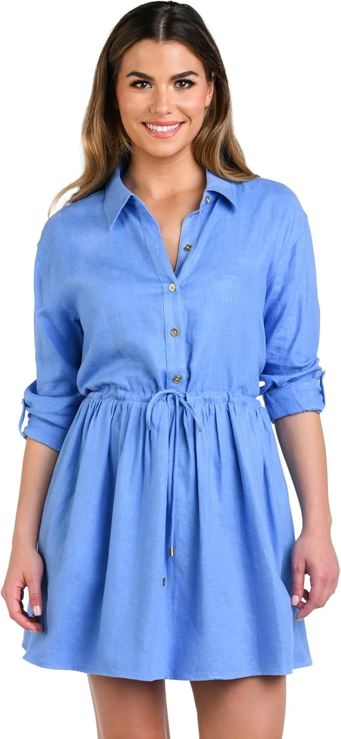 La Blanca Women's Short Sleeve Mini Dress Swimsuit Cover Up