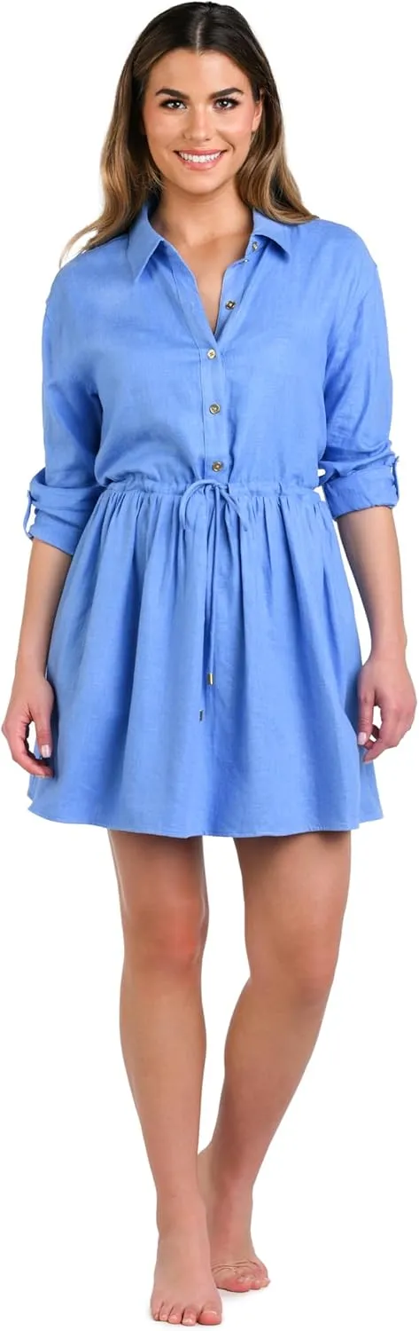 La Blanca Women's Short Sleeve Mini Dress Swimsuit Cover Up