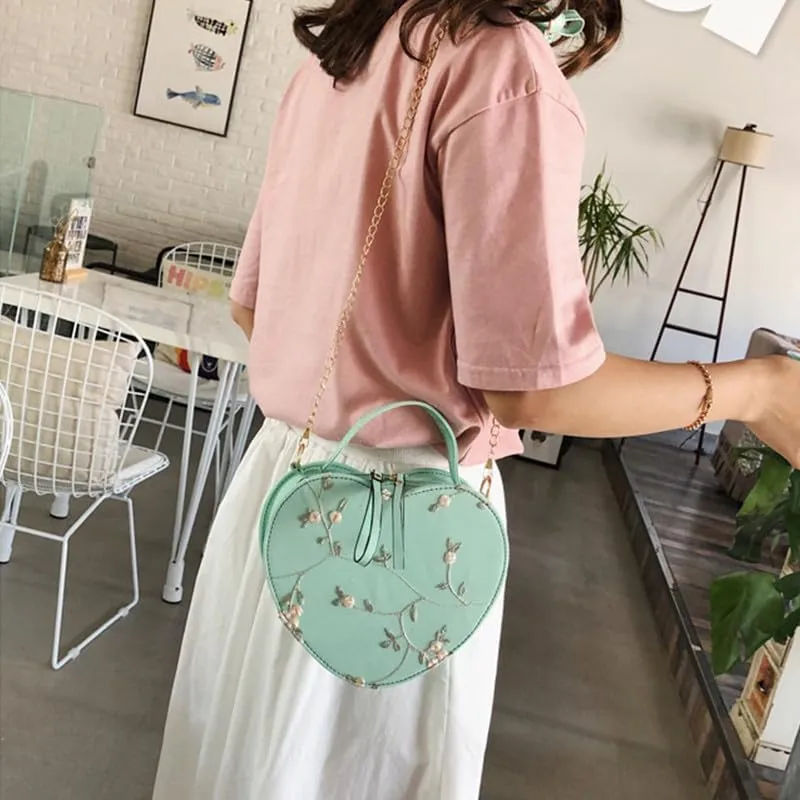 Lace heart small bag for women trendy lady diagonal embroidery single shoulder portable girl small shoulder bag