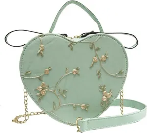 Lace heart small bag for women trendy lady diagonal embroidery single shoulder portable girl small shoulder bag
