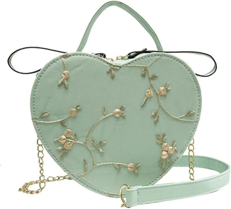 Lace heart small bag for women trendy lady diagonal embroidery single shoulder portable girl small shoulder bag