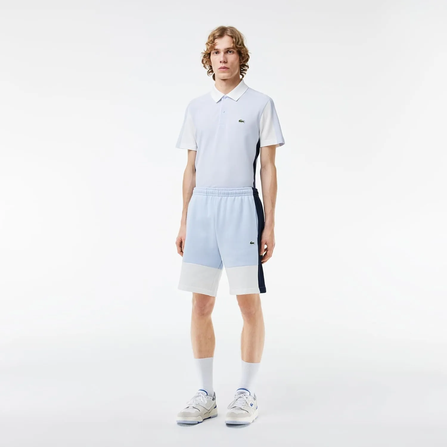 Lacoste Men's Regular Fit Brushed Fleece Colorblock Shorts