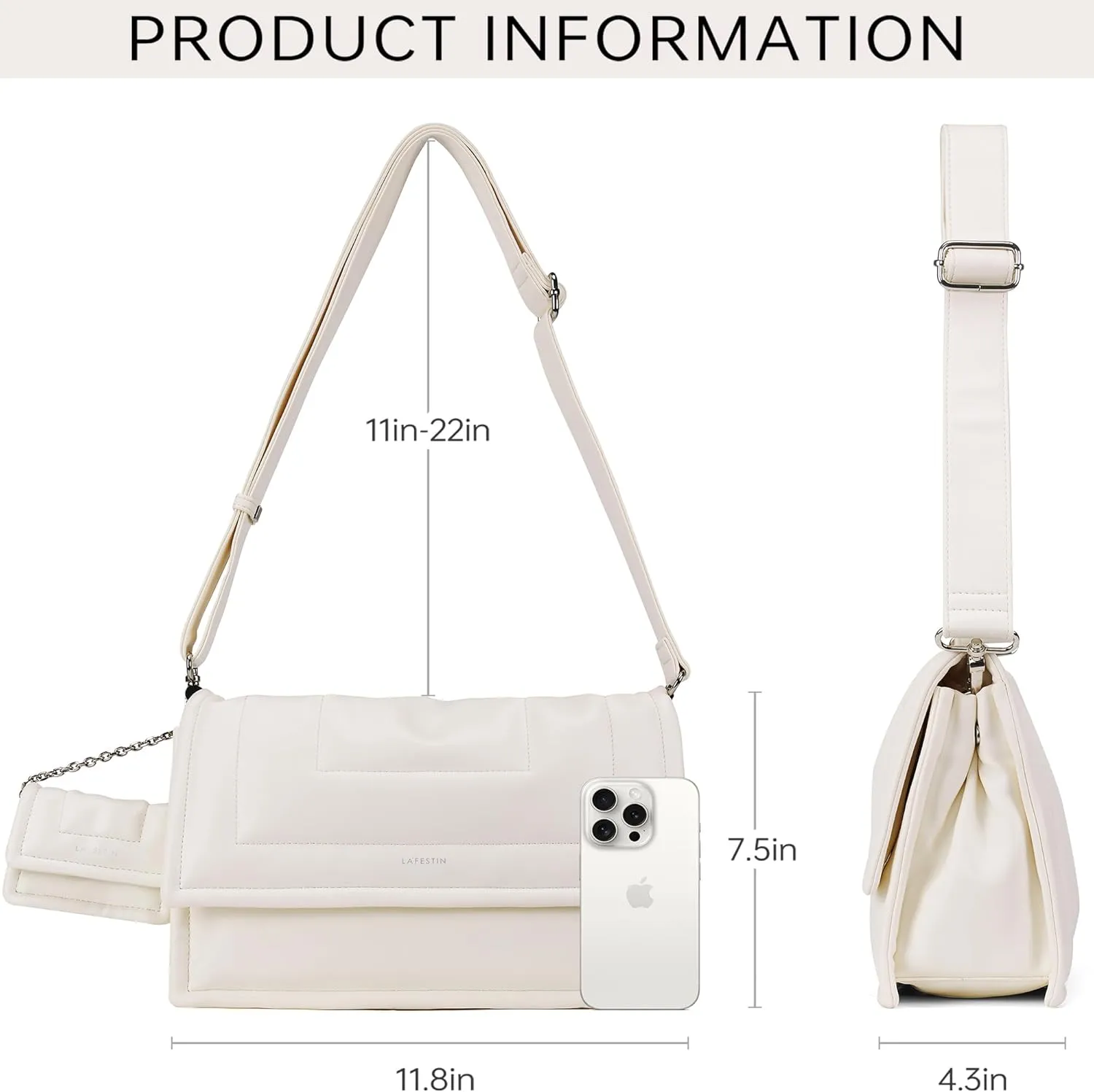 LAFESTIN PU Leather Shoulder Purses For Women With Mini Purse, Large Satchel Bags Adjustable Strap Women's Crossbody Handbags