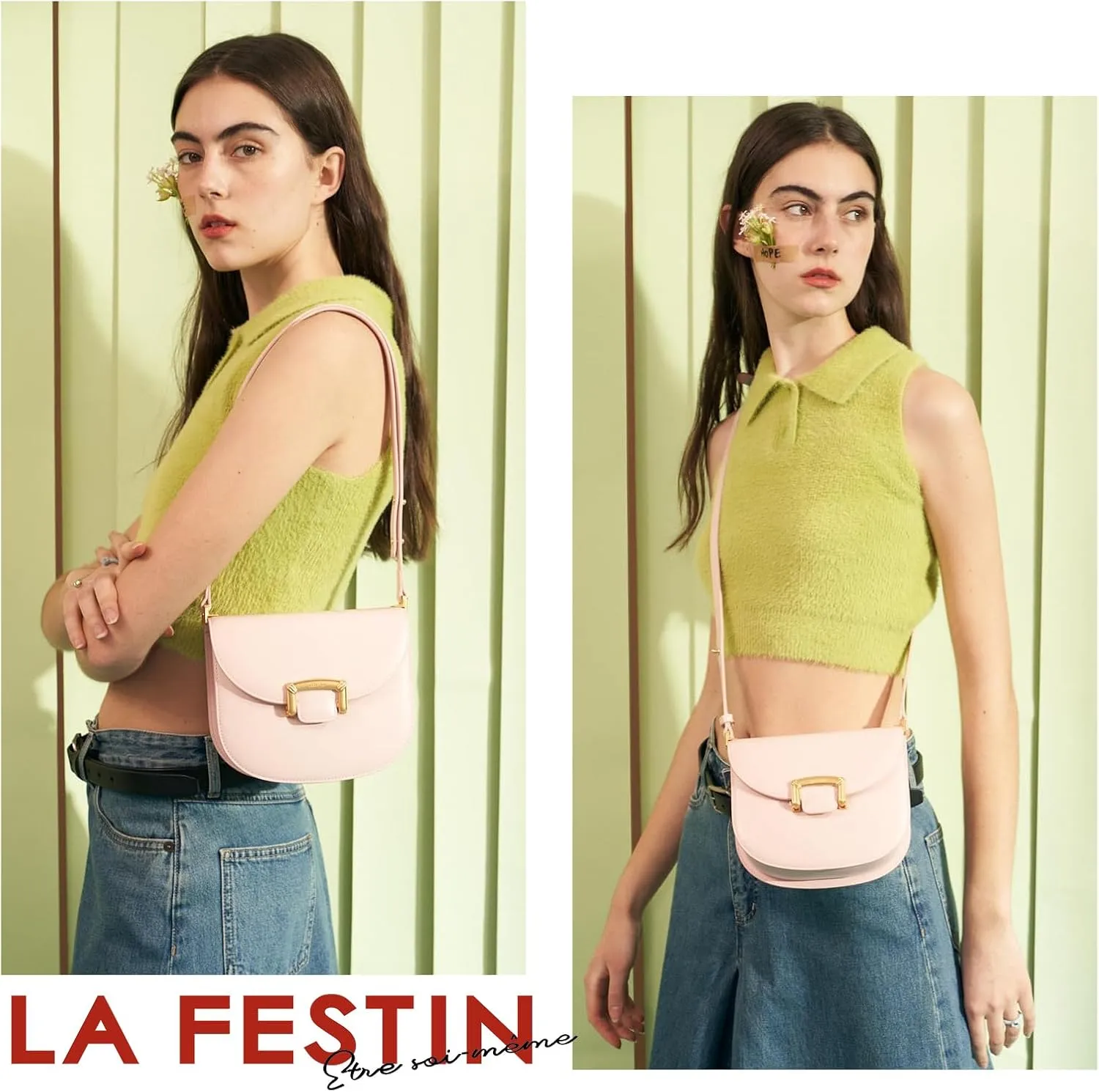 LAFESTIN Small Split Leather Crossbody Purses For Women with Adjustable Strap Shoulder Handbags with Credit Card Slot