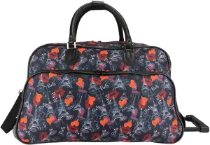 Lakeside Living 21-Inch Carry-On Rolling Duffel Bag - Paris Black - (600 Denier Polyester, Retractable Handle, Smooth-Rolling Wheels, Dimensions: 21" X 11" X 12")