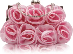 LAKSMI Women Evening Clutch Bag Floral Satin Purse Clutch Bag with Detachable Strap for Wedding, Party