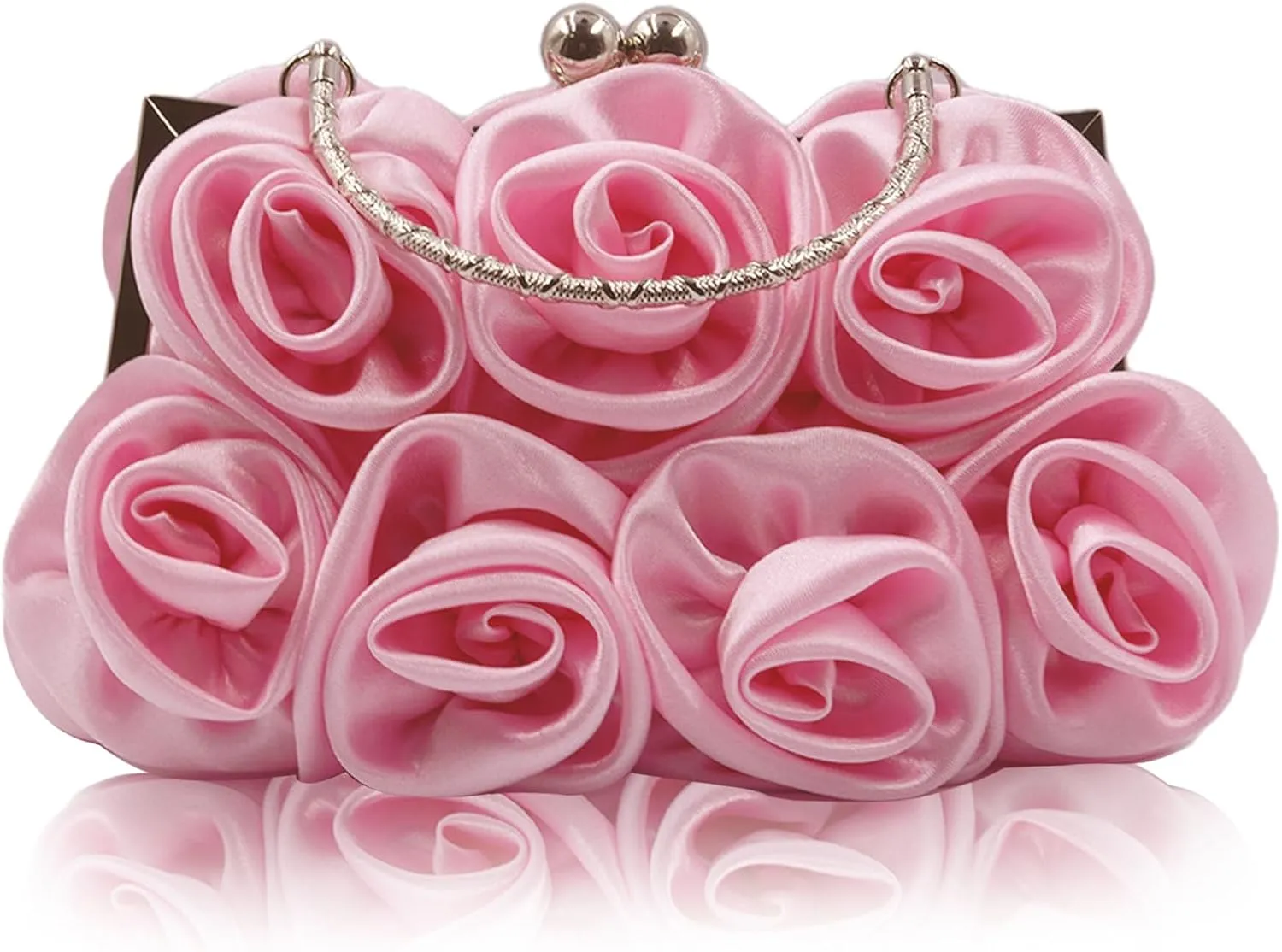 LAKSMI Women Evening Clutch Bag Floral Satin Purse Clutch Bag with Detachable Strap for Wedding, Party