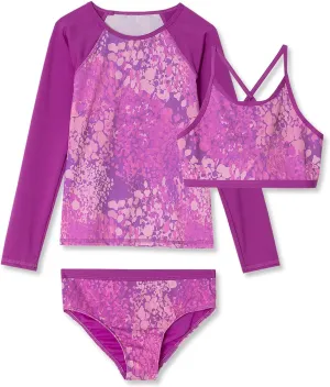 Lands' End Big Girls 3 Piece UPF 50 Sun Protection Rash Guard Set