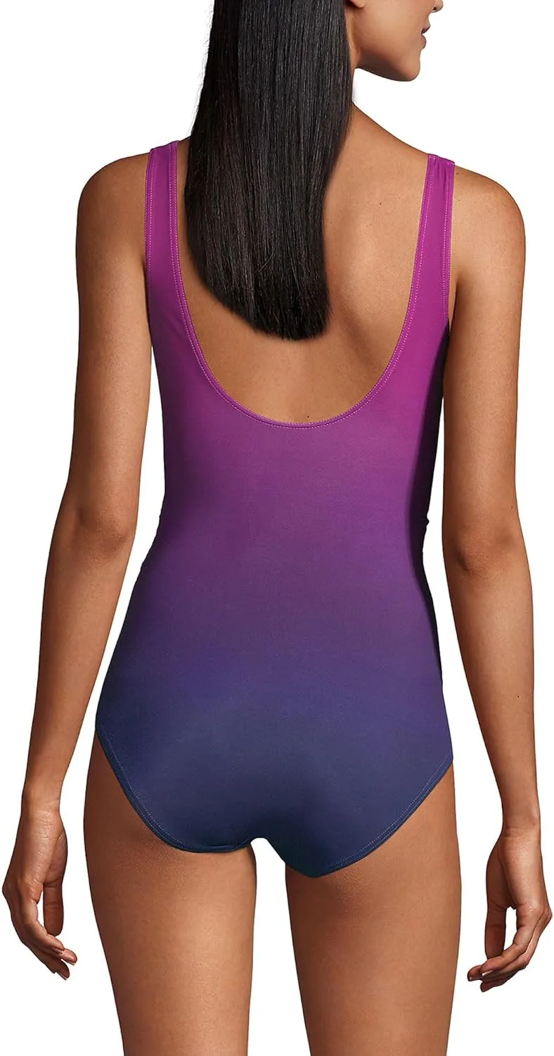 Lands' End Women's Slender Suit Wrap One Piece Swimsuit