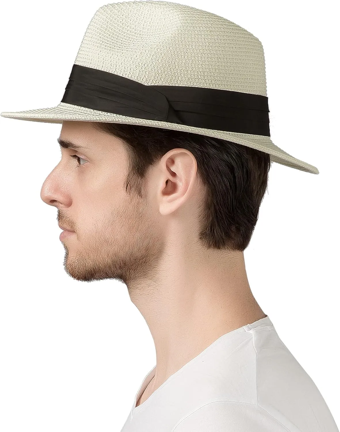 Lanzom Summer Beach Sun Hats for Men Women Foldable Floppy Travel Packable Staw Hat, Wide Brim Hat