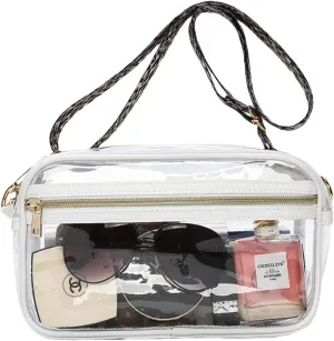LAORENTOU Clear Designer Crossbody Bag for Women,Medium Jelly Shoulder Bag with Zipper,Purses with Adjustable Shoulder Strap