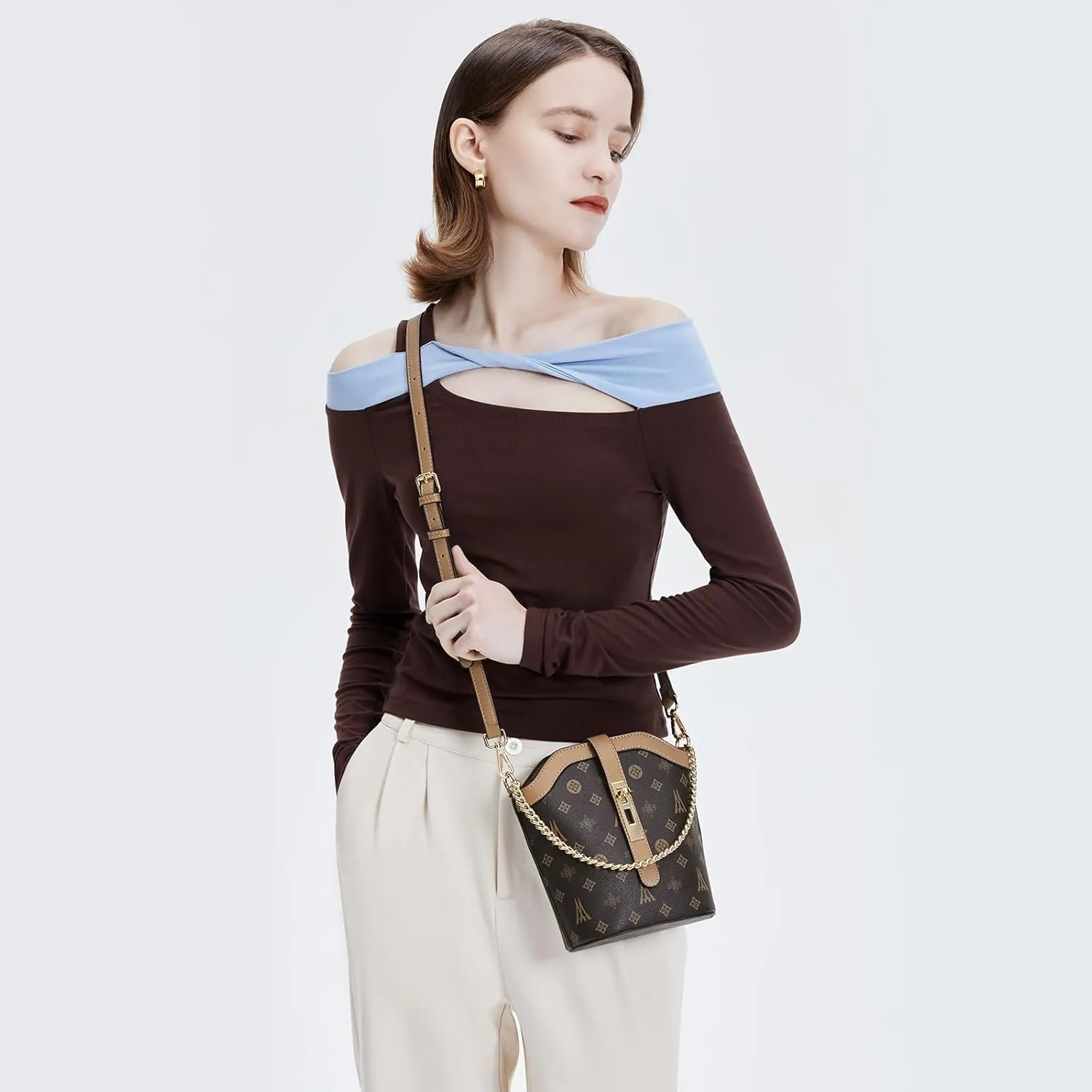LAORENTOU Vegan Leather Small Crossbody Bags for Women Designer Cell Phone Bag Wallet Purses Adjustable Strap