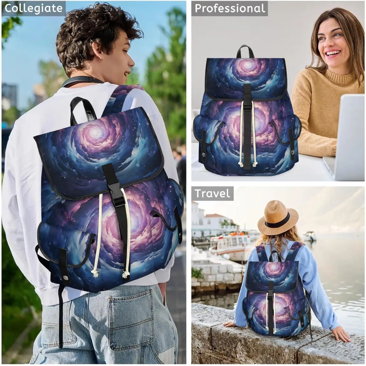 Laptop Backpacks Galaxy Space Travel Backpack for Women Work Backpack Computer Bag for Business Travel Fits 15 Inch Laptop