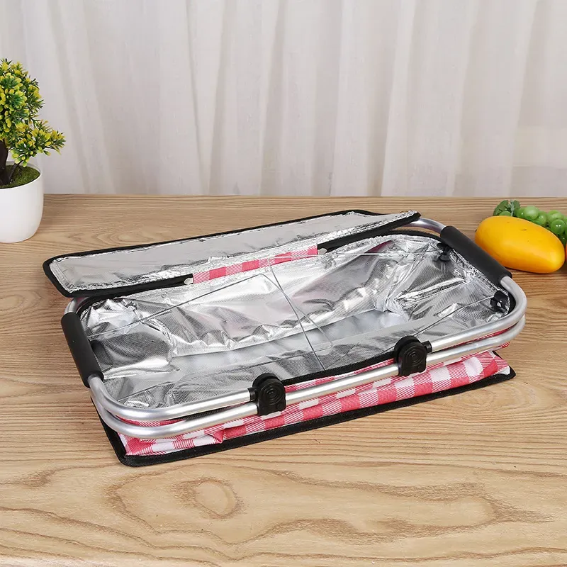 Large 25L Insulated Picnic Basket in Red with 15kg Load Capacity
