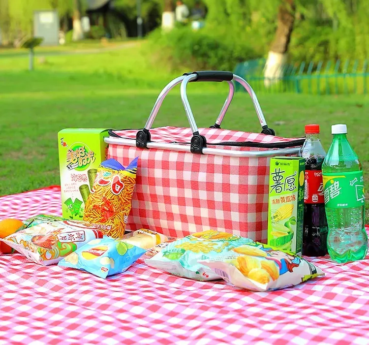 Large 25L Insulated Picnic Basket in Red with 15kg Load Capacity
