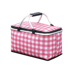 Large 25L Insulated Picnic Basket in Red with 15kg Load Capacity
