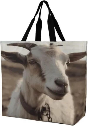 Large Capacity One-shoulder Shopping Bag for Women,Goat on Hillside Print Large Capacity Shopping Bag,cloth Handbag