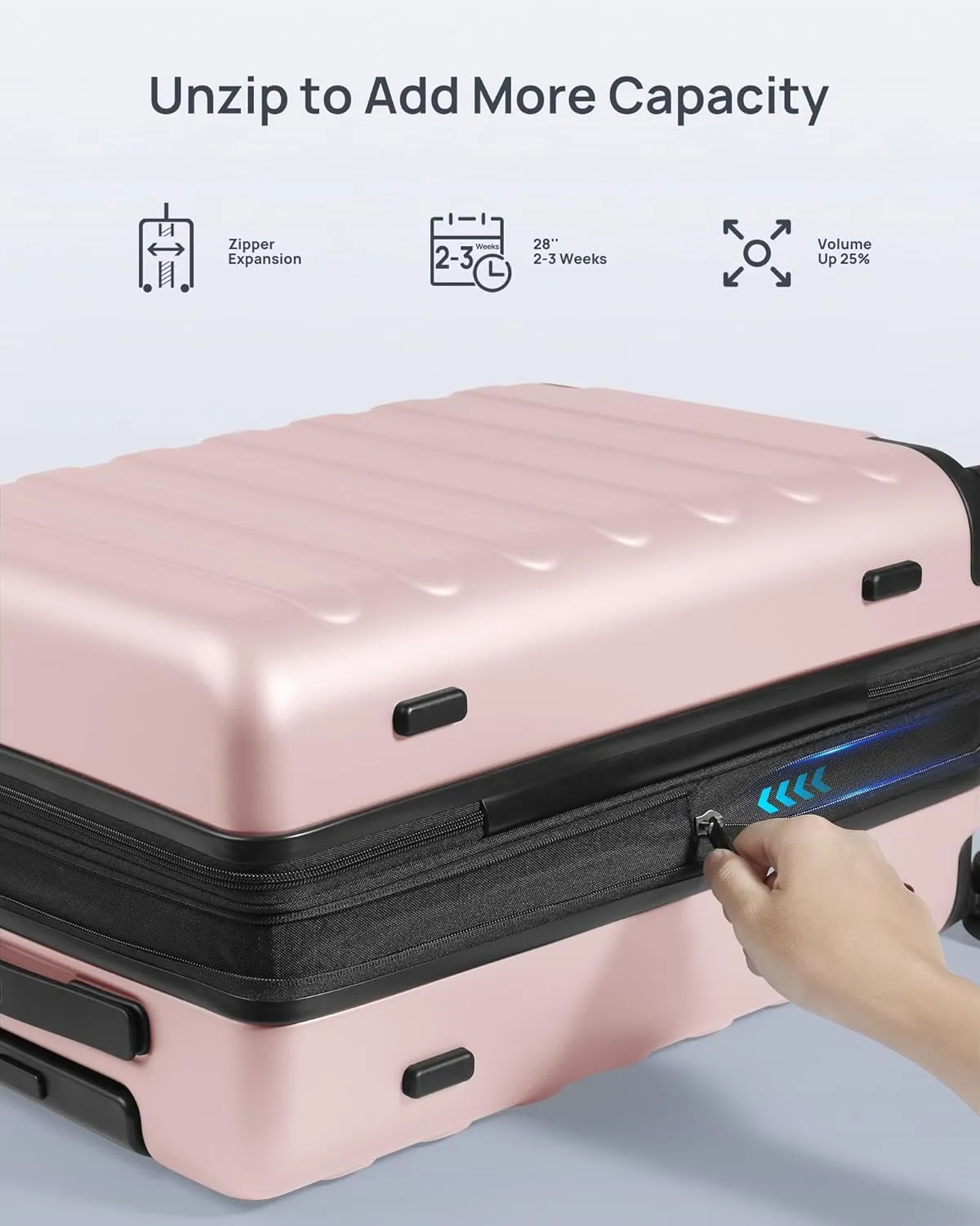 Large Checked Luggage 28 Inch, Checking In Luggage with Smooth Spinner Wheels, Expandable, Hard Shell PC Suitcase, Lightweight Travel Luggage, TSA Approved (Pink, Rhine Max)