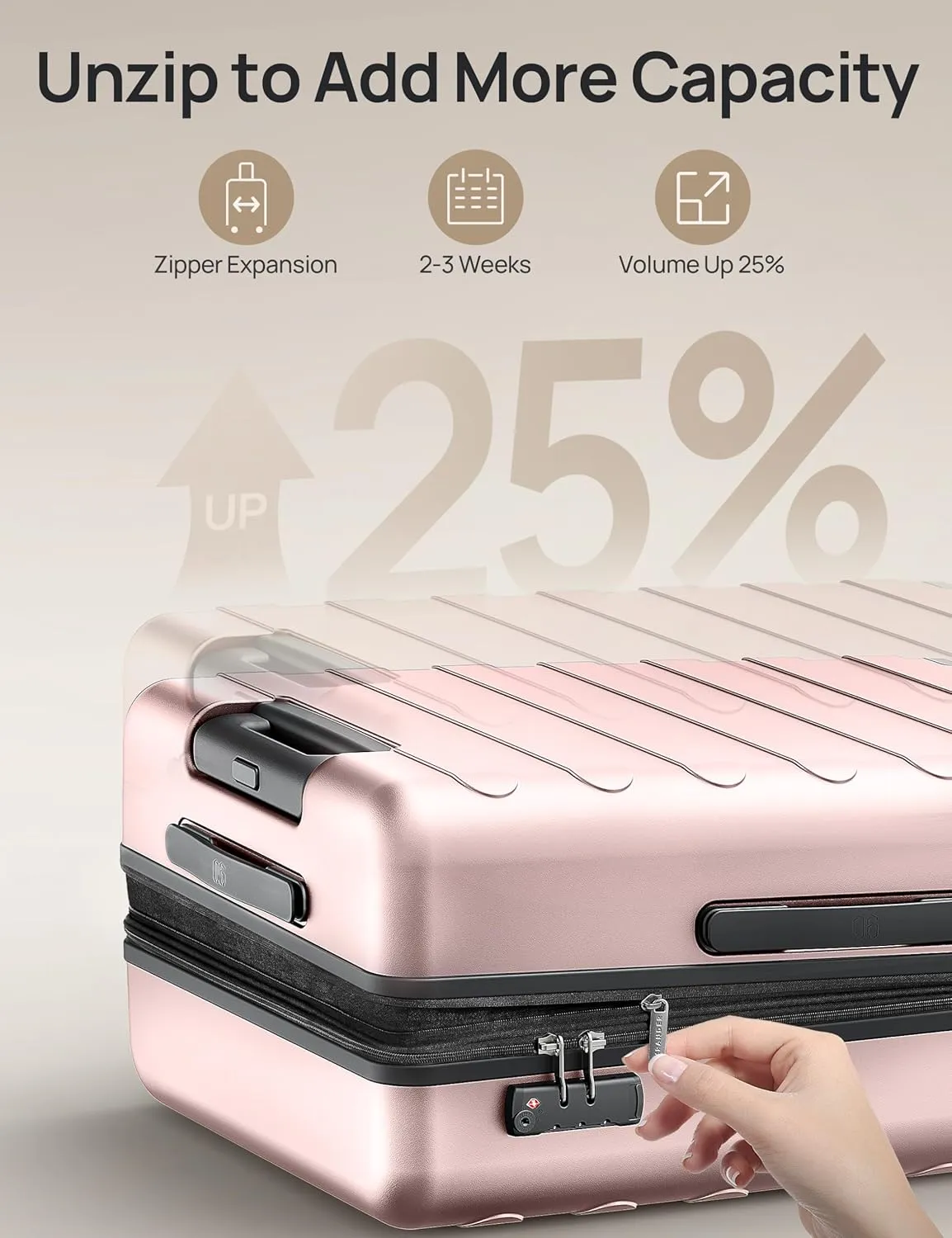 Large Checked Luggage 28 Inch, Checking In Luggage with Smooth Spinner Wheels, Expandable, Hard Shell PC Suitcase, Lightweight Travel Luggage, TSA Approved (Pink, Rhine Max)