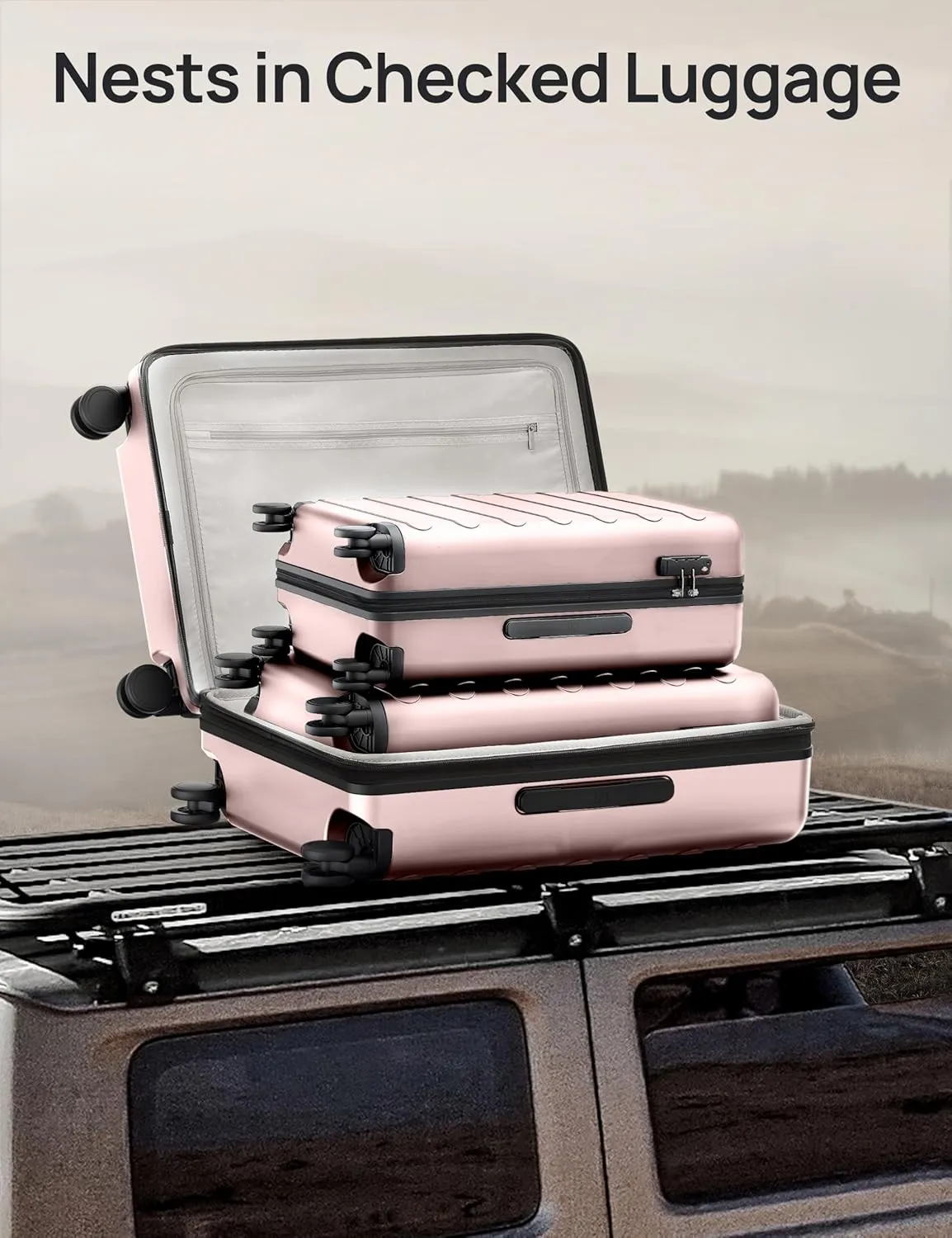 Large Checked Luggage 28 Inch, Checking In Luggage with Smooth Spinner Wheels, Expandable, Hard Shell PC Suitcase, Lightweight Travel Luggage, TSA Approved (Pink, Rhine Max)
