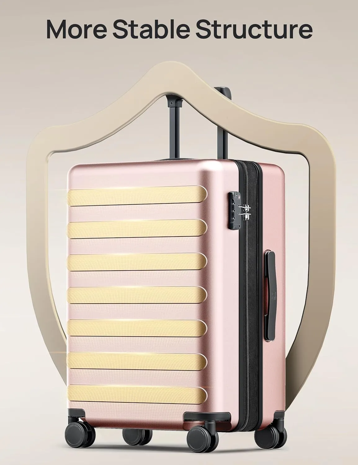 Large Checked Luggage 28 Inch, Checking In Luggage with Smooth Spinner Wheels, Expandable, Hard Shell PC Suitcase, Lightweight Travel Luggage, TSA Approved (Pink, Rhine Max)
