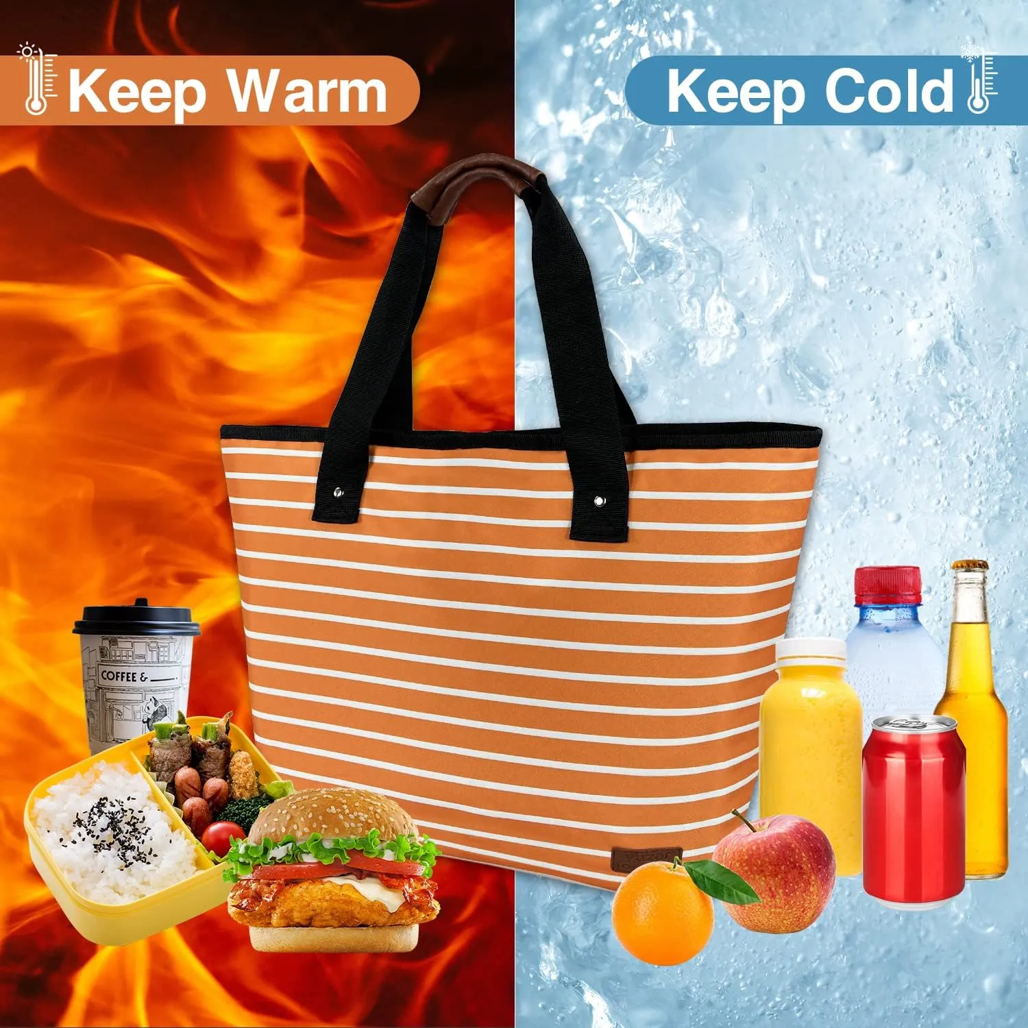 Large Cooler Bag Insulated Blue 30can 18L,Leakproof Soft Coolers Insulated Tote Bag, Reusable Grocery Bag ，Lunch Box Lunch Bag for Picnic Beach Camping.…