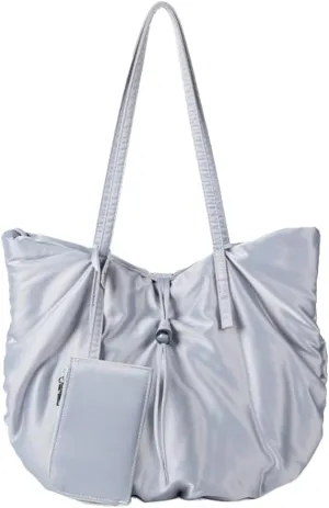 Large Tote Bag Nylon Shoulder Bags for Women Lightweight Foldable Work Purse Top Handle Handbags with Extra Purse