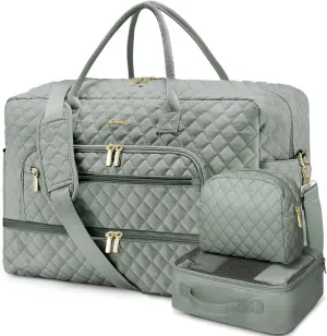 Large Women Travel Duffle Bag, Weekender Bags for Women with Shoe Compartment, Carry on Overnight Bag with Toiletry Bag, Gym Duffel Bag with Wet Pocket, Hospital Bags for Labor and Delivery 3 PCS Set