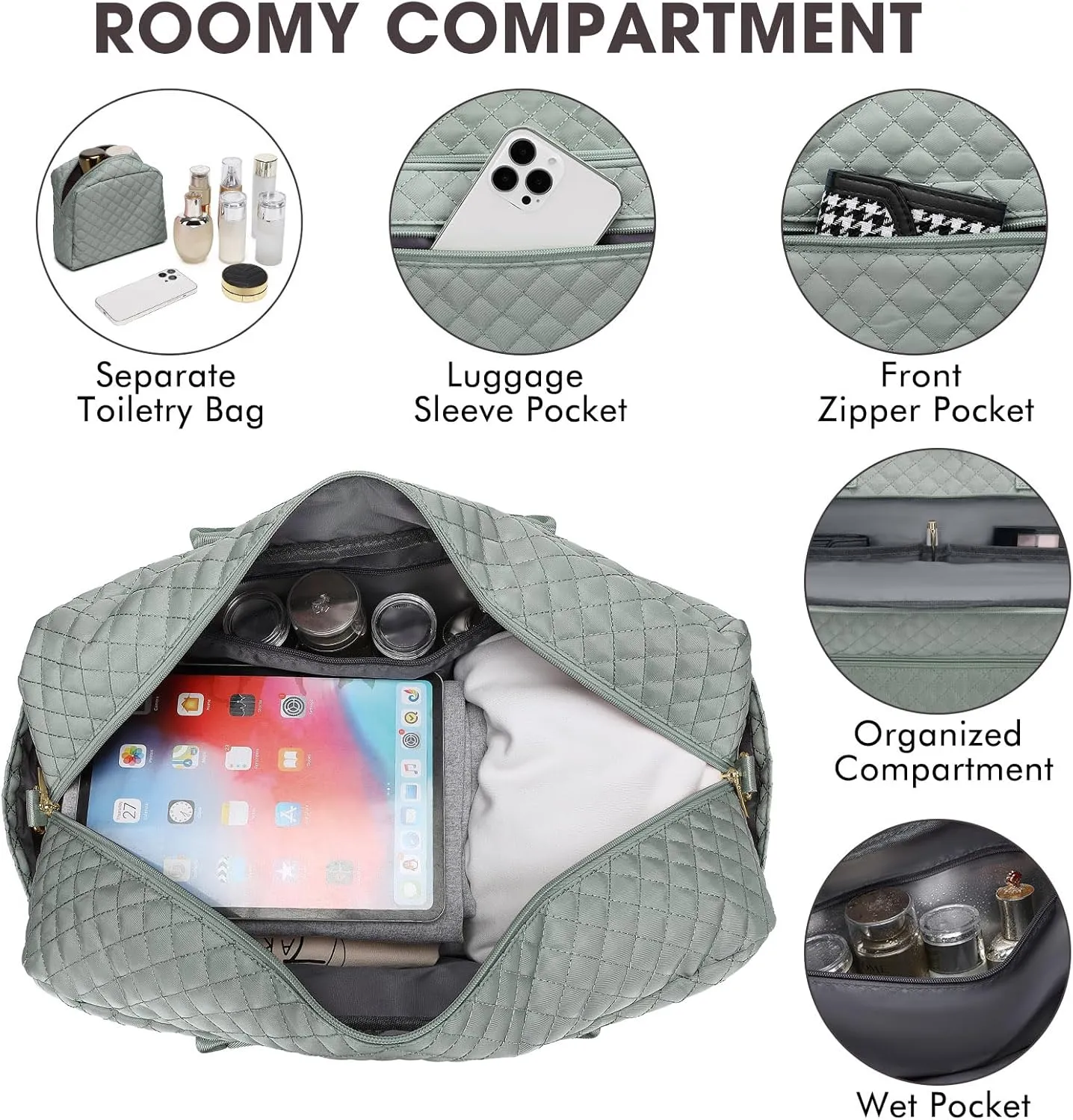 Large Women Travel Duffle Bag, Weekender Bags for Women with Shoe Compartment, Carry on Overnight Bag with Toiletry Bag, Gym Duffel Bag with Wet Pocket, Hospital Bags for Labor and Delivery 3 PCS Set