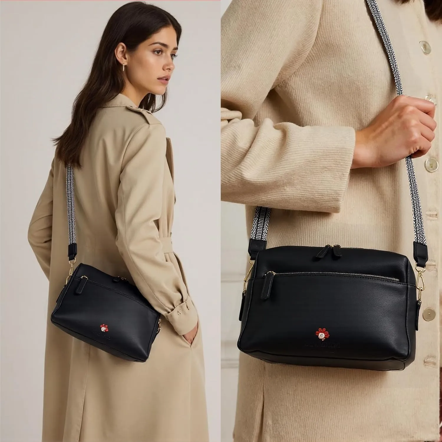 Leather Crossbody Purses for Women,Small Cross Body Bag Wide Adjustable Strap Shoulder Handbag with Credit Card Slots