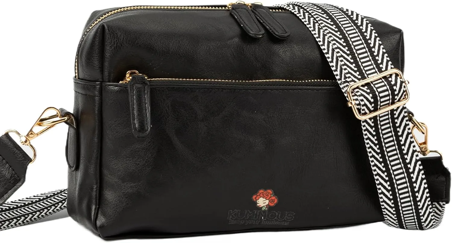 Leather Crossbody Purses for Women,Small Cross Body Bag Wide Adjustable Strap Shoulder Handbag with Credit Card Slots