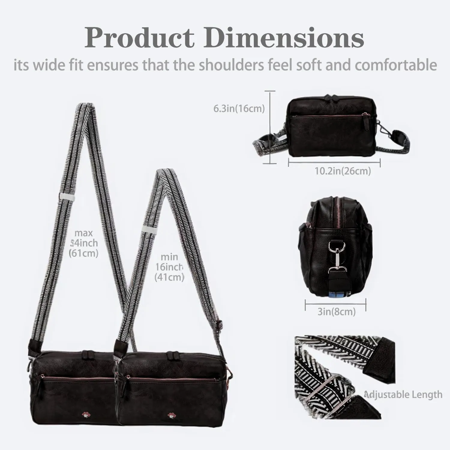 Leather Crossbody Purses for Women,Small Cross Body Bag Wide Adjustable Strap Shoulder Handbag with Credit Card Slots