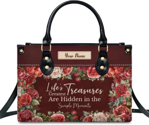 Leather Handbag for Women, Flower Tote Bags Crossbody Bag, Shoulder Purses for Daily & Travel, Gifts for Mom