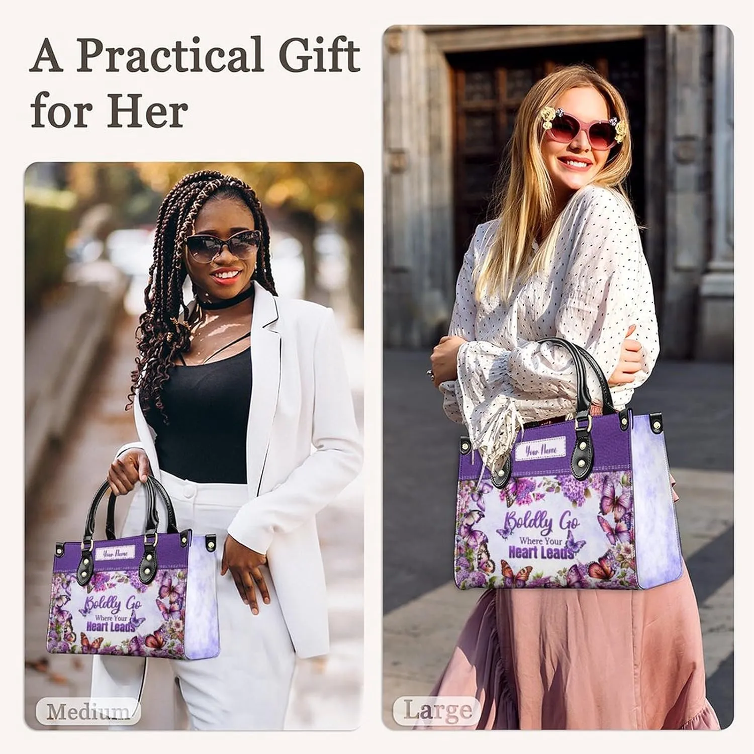 Leather Handbag for Women, Flower Tote Bags Crossbody Bag, Shoulder Purses for Daily & Travel, Gifts for Mom